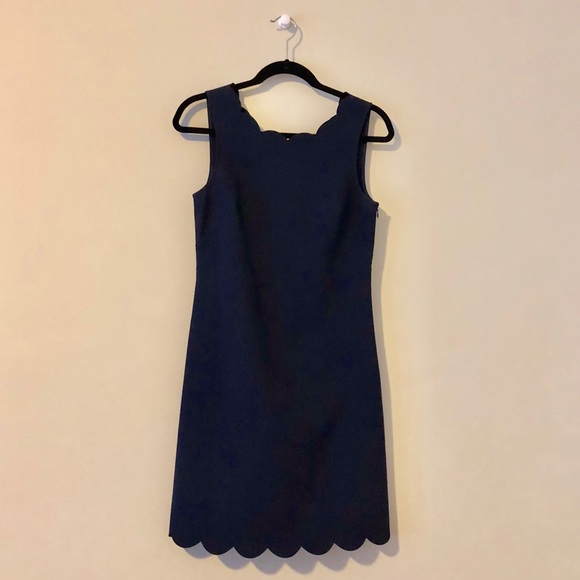 J. Crew Scalloped Trim Navy Dress - Picture 3 of 8